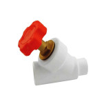 Клапан (вентиль) PP-R запорный белый внутр/наруж пайка Дн 32х45гр VALFEX 10173032