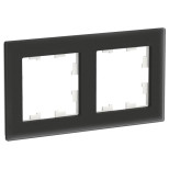Рамка двухместная Schneider Electric AtlasDesign Nature ATN331002 матовое стекло черная