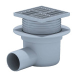 Трап регулируемый с "сухим" затвором Дн 50 с нержавеющей решёткой 120х120мм горизонтальный выпуск АНИ Пласт TQ5614