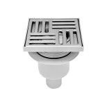 Трап регулируемый с "сухим" затвором Дн 50 с нержавеющей решёткой 100х100мм вертикальный выпуск АНИ Пласт TQ5702