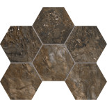 Мозаика из керамогранита Estima Bernini BR04 Hexagon Dark Brown глянцевая 285x250 мм