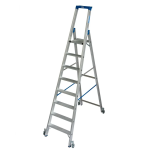 Стремянка односторонняя алюминиевая Krause Stabilo 124654 с роликами 8 ступеней