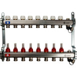 Коллектор распределительный Stout SMS 0927 000008 на 8 контуров с расходомерами с выпускным клапаном и сливом