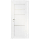 Полотно дверное Olovi Канзас Дуб белоснежный экошпон со стеклом без фурнитуры и притвора 2000х600 мм