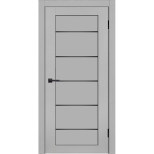 Дверь межкомнатная Komfort Doors Альфа-5 Эмалит светло-серый стекло черное 1900х600 мм в комплекте коробка 2,5 шт и наличник 5 шт.