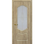 Дверь межкомнатная Мариам Сиена-2 ПВХ шале Дуб песочный стекло белый сатинат золото 2000х900 мм