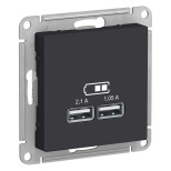 Механизм USB розетки Schneider Electric AtlasDesign ATN001033 двойной карбон