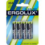 Элемент питания алкалиновый Ergolux Alkaline BL-4 11744 AAA/LR03 1,5В