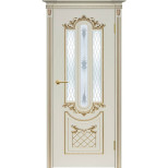 Дверь межкомнатная Komfort Doors Карина-4 со стеклом белый/патина золото 2000х700 мм в комплекте коробка 2,5 шт и наличник 5 шт