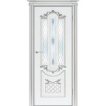 Дверь межкомнатная Komfort Doors Карина-4 со стеклом белый/патина серебро 1900х550 мм в комплекте коробка 2,5 шт и наличник 5 шт