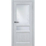 Дверь межкомнатная Komfort Doors Яшма со стеклом дуб молочный 1900х550 мм в комплекте коробка 2,5 шт и наличник 5 шт