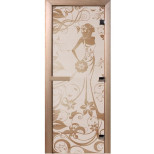 Дверь для бани Doorwood DW01057 700х1900 мм прозрачная Девушка в цветах