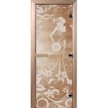 Дверь для бани Doorwood DW01060 700х1900 мм сатин Девушка в цветах