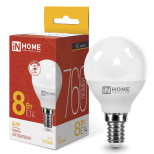 Лампа светодиодная In-Home 4690612020549 LED 8Вт 3000К E14 760 Лм 230В