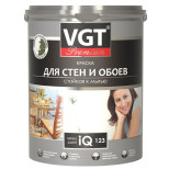 Краска моющаяся VGT Premium IQ123 для стен и обоев база С 2 л