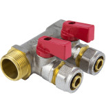 Изображение товара Коллектор латунный Aquasfera 7016 7016-05 обжим с шаровыми кранами