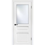 Дверь межкомнатная Komfort Doors Классик-3 со стеклом белый эмалит 1900х550 мм в комплекте коробка 2,5 шт и наличник 5 шт. 