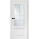 Дверь межкомнатная Komfort Doors Нео-8 эмаль белая стекло белое матовое 1900х550 мм в комплекте коробка 2,5 шт. и наличник 5 шт.