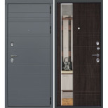 Дверь входная металлическая Дверной Континент Новелло снаружи МДФ Графит внутри МДФ Венге с зеркалом М031380 правая 860х2050 мм