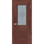 Дверь межкомнатная Profilo Porte PSB-27 Baguette экошпон Дуб Оксфорд темный стекло белый сатинат 2000х900 мм