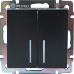 Механизм выключателя Werkel W1120108 двухклавишный с подсветкой черный матовый