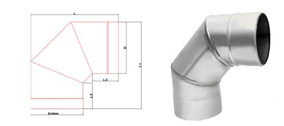 Колено для дымохода 90 градусов нержавеющее мм AISI купить в Екатеринбурге