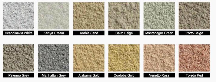 Цвета и фактуры песчаника для декоративной штукатурки Ceresit Visage CT 710 песчаник база Цвета и фактуры песчаника