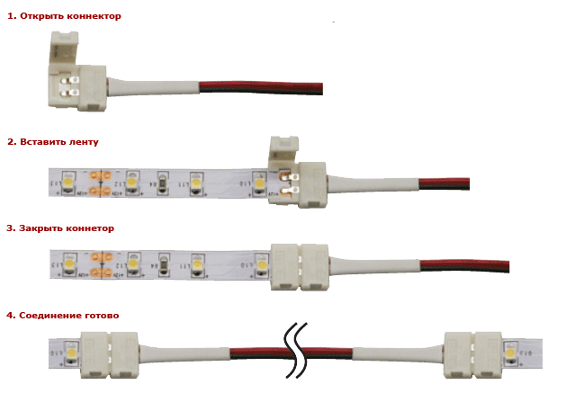 Как соединить светодиодную ленту между собой через коннектор