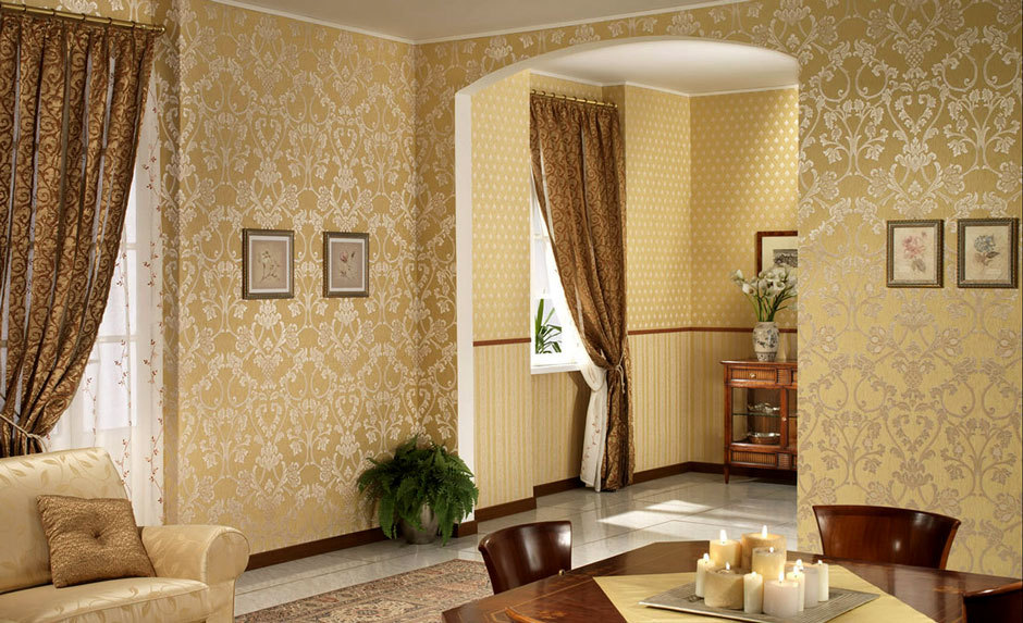 Итальянские обои в спальню в классическом стиле